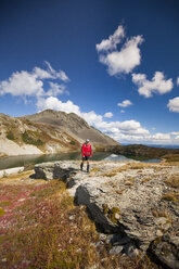 Front view of backpacker in Illal Meadows - AURF06305