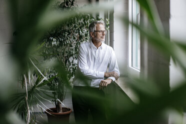 Geschäftsmann, der eine Pause macht und aus dem Fenster schaut - KNSF04849