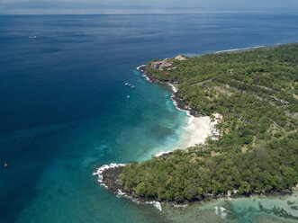 Indonesien, Bali, Luftaufnahme von Padangbai, Bucht, Strand - KNTF01845