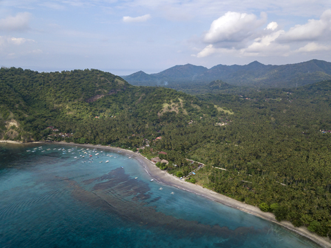 Indonesia, Bali, Aerial view of beach stock photo