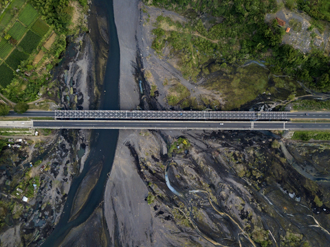 Indonesia, Bali, Aerial view of bridge stock photo