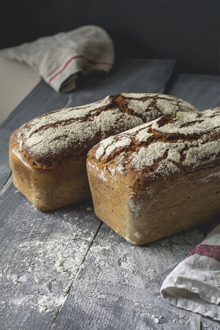 Home-baked rustic rye bread stock photo