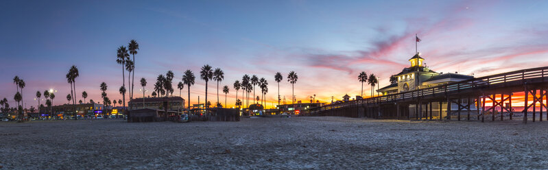 Panorama of Newport Beach pier at dawn, Orange County, California, USA - AURF07237