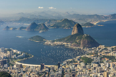 View from Christ the Redeemer to Botafogo Beach and the Sugarloaf Mountain in Rio de Janeiro, Brazil - AURF07367