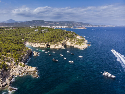 Spain, Mallorca, Calvi, Aerial view of bay Cala Falco and Cala Bella Donna - AMF05977