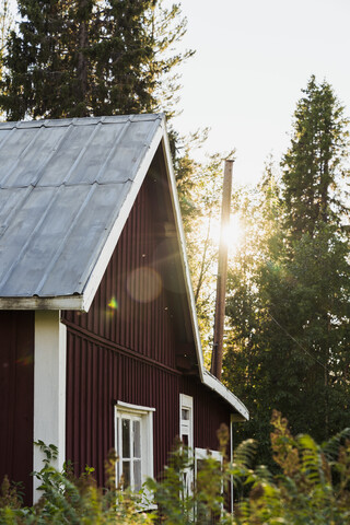 Finland, Lapland, cottage in rural landscape stock photo