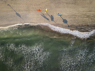 Indonesia, Bali, Kuta beach, Aerial view of surfers - KNTF01941