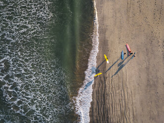 Indonesia, Bali, Kuta beach, Aerial view of surfers - KNTF01942