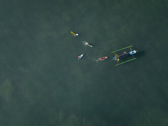 Indonesia, Bali, Kuta beach, Aerial view of surfers - KNTF01946