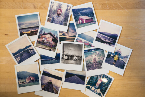 Collection of travel instant photos stock photo