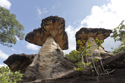 Thailand, Ubon Ratchathani, Pha Taem National Park, Felsformation Sao Chaliang, lizenzfreies Stockfoto