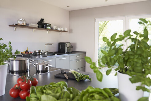 Leere Küche mit frischem Gemüse auf der Küchentheke - PDF01722
