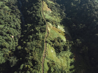 Indonesien, Bali, Ubud, Luftaufnahme eines Weges in den Hügeln - KNTF02000