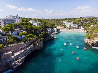 Spain, Balearic Islands, Mallorca, Aerial view of bay Cala Santanyi, beach - AMF06026