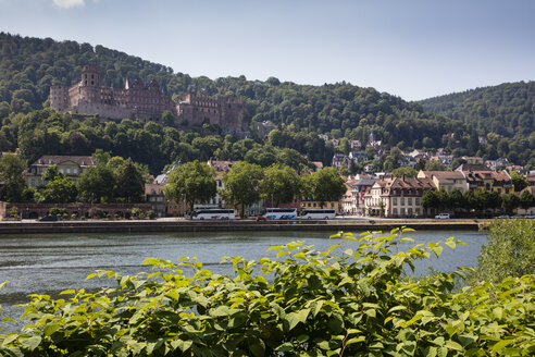 Deutschland, Baden-Württemberg, Heidelberg, Neckar, Stadtansicht und Heidelberger Schloss - WIF03630