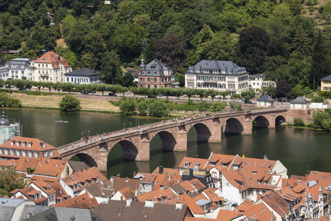 Deutschland, Baden-Württemberg, Heidelberg, Neckar, Charles-Theodore-Brücke, lizenzfreies Stockfoto
