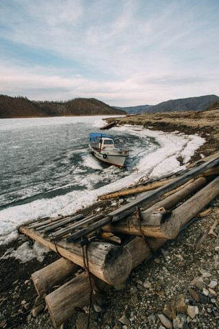 Russland, Oblast Amur, Fluss Zeya im Winter, lizenzfreies Stockfoto