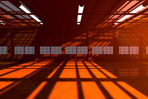 Architecture visualization of an empty warehouse, 3D Rendering - SPCF00287