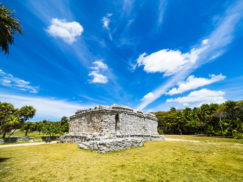 Mexico, Yucatan, Riviera Maya, Quintana Roo, Tulum, Archaeological ruins of Tulum stock photo
