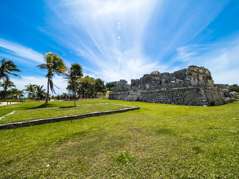 Mexico, Yucatan, Riviera Maya, Quintana Roo, Tulum, Archaeological ruins of Tulum stock photo