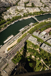 Aerial view of river in city during sunny day - CAVF50914