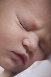 Portrait of sleeping baby girl, close-up - JLOF00241