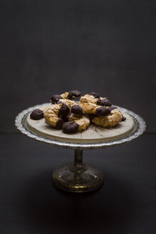 Vegan almond crescents on cake stand - CZF00334