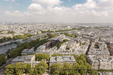 Aerial view of river in city against cloudy sky - CAVF51161