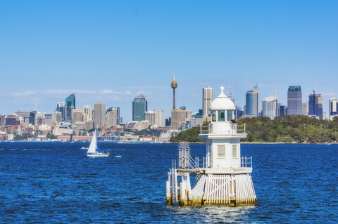 Australien, New South Wales, Sydney, Stadtansicht und Leuchtturm, lizenzfreies Stockfoto