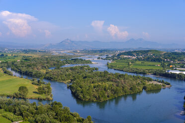 Albanien, Shkoder, Flüsse Drin und Kir, Blick von der Burg Rozafa - SIEF08053