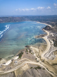 Indonesia, Lombok, Kuta, Aerial view of Seger beach - KNTF02281