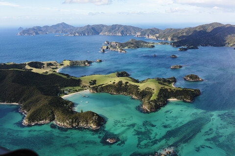 Scenic view Bay of Islands, North Island, New Zealand stock photo