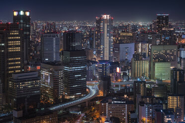 Japan, Osaka, Luftaufnahme bei Nacht - EPF00505