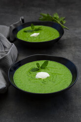 Two bowls of pea mint soup - LVF07510