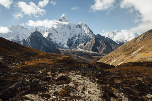 Scenic view of mountains against sky at Sagarmatha National Park during sunny day - CAVF52370