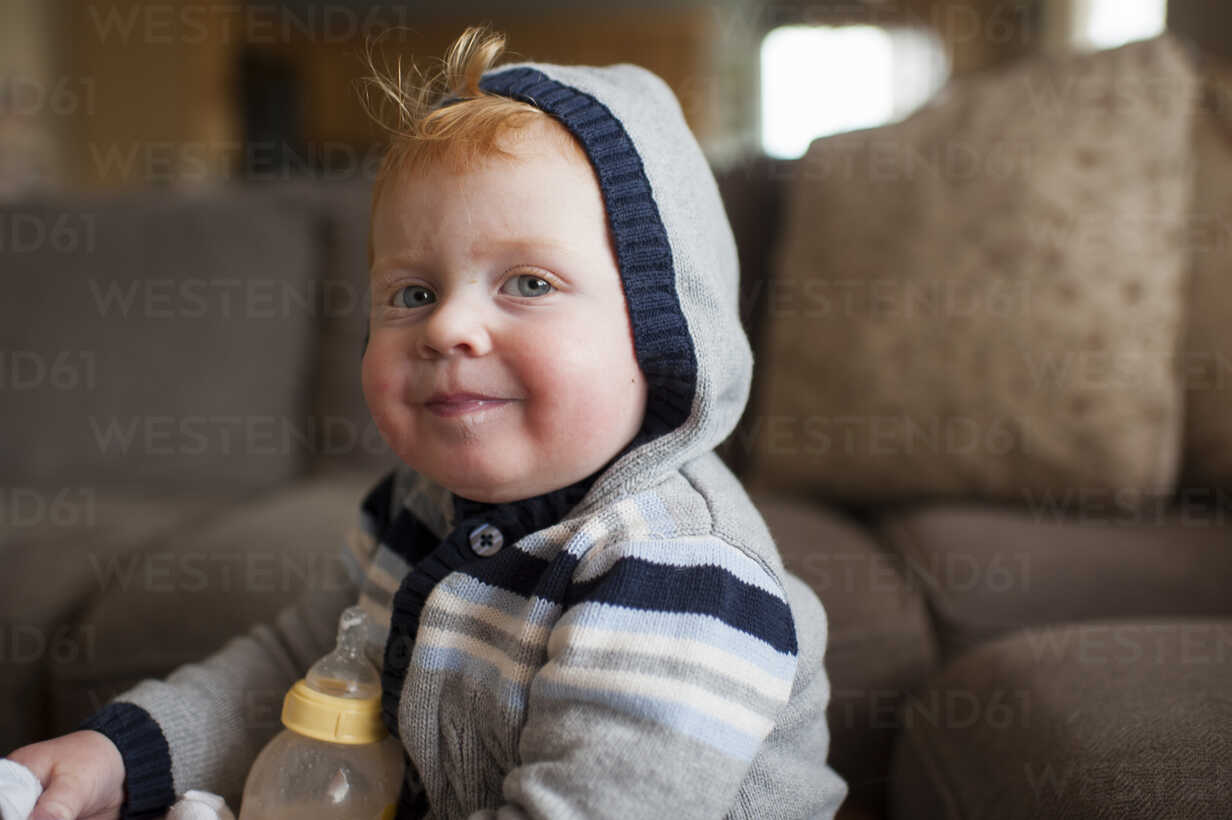 Baby boy with bottle