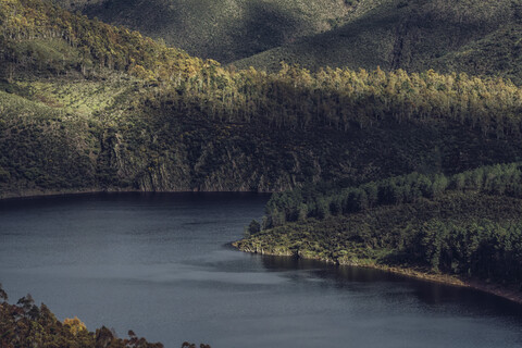 Spanien, Extremadura, Las Hurdes, Caceres, Fluss, Mäander, lizenzfreies Stockfoto