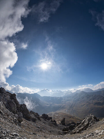 Grenzregion Italien Schweiz, Berglandschaft am Piz Umbrail, lizenzfreies Stockfoto