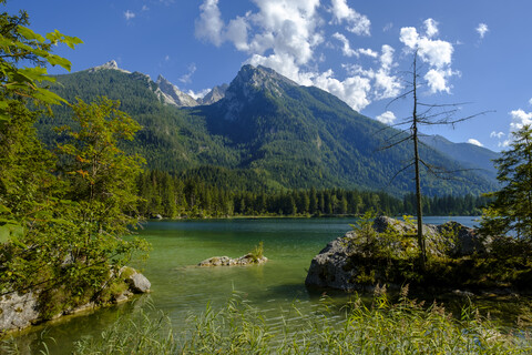 Deutschland, Bayern, Oberbayern, Berchtesgadener Land, Ramsau, Nationalpark Berchtesgaden, Hintersee, Hochkalter, lizenzfreies Stockfoto