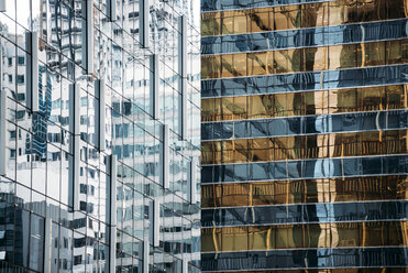 China, Hong Kong, Hong Kong Island, glass facades of skyscrapers, partial view - GEMF02523