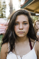 Close-up portrait of teenage girl with long hair - CAVF54274