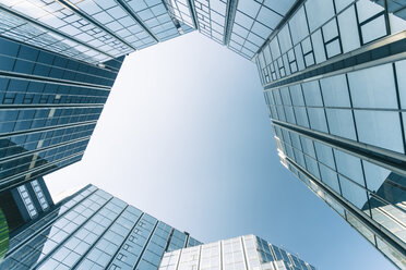 Low angle view of modern buildings in La Defense district in Paris, France - AURF07753