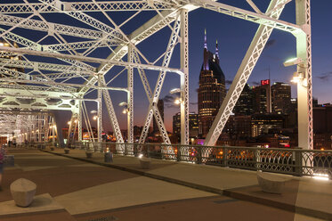 Shelby Street Pedestrian Bridge at dusk, Nashville, Tennessee, USA - AURF07859