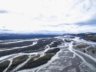 Scenic view of streams at Denali National Park and Preserve against sky - CAVF55376