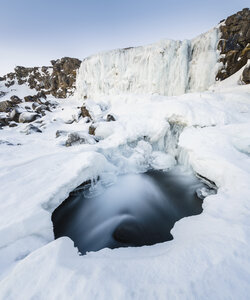 Scenic view of frozen waterfall - CAVF55586