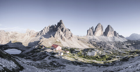 Scenic view of Tre Cime di Lavaredo against clear sky - CAVF55823