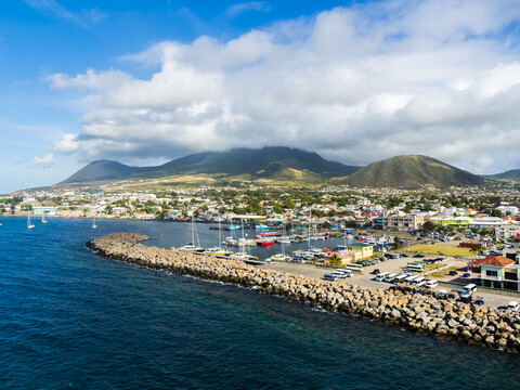 Karibik, Kleine Antillen, St. Kitts und Nevis, Basseterre, Hafen, lizenzfreies Stockfoto