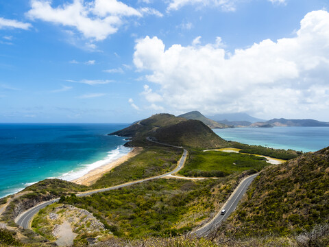 Karibik, Kleine Antillen, St. Kitts und Nevis, Basseterre, Blick auf den Salzsee, lizenzfreies Stockfoto