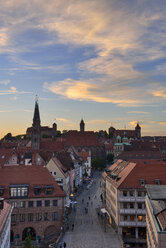 Skyline of Nuremberg at sunset, Bavaria, Middle Franconia, Germany - RUEF02069