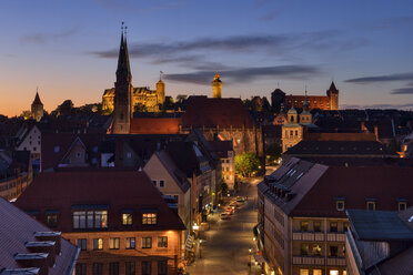 Skyline of Nuremberg at sunset, Bavaria, Middle Franconia, Germany - RUEF02072